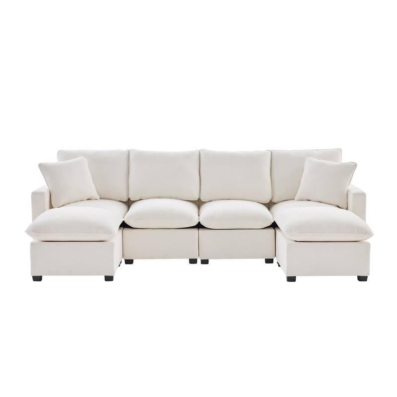Modular Sectional Sofa Sets with Chaise, Free Combination Couch U Shape Sectional Sofa with Removable Ottomans for Living Room