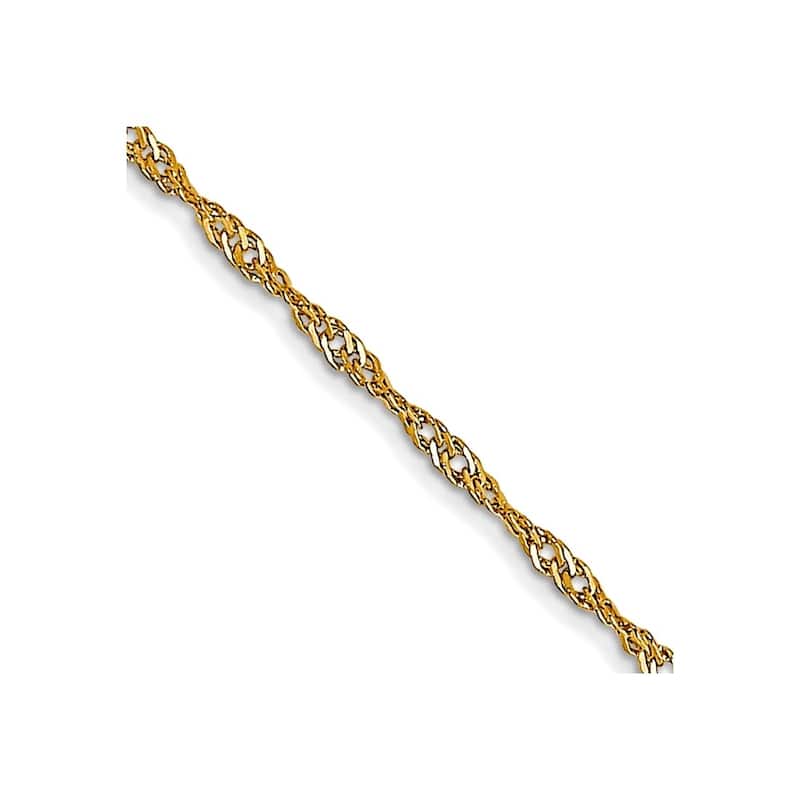 Curata 14k Yellow Gold Carded 1.0mm Singapore Chain Necklace (Spring-ring) Options: 16 18 20 24