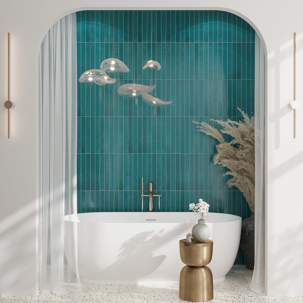 Valenza 2x16 Tropical Teal Ceramic Zellige Subway Wall Tile (10.76 sq ft/case) - 50 Pack