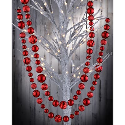 60" Mercury Ball Ornament Garland, Shatterproof - Red
