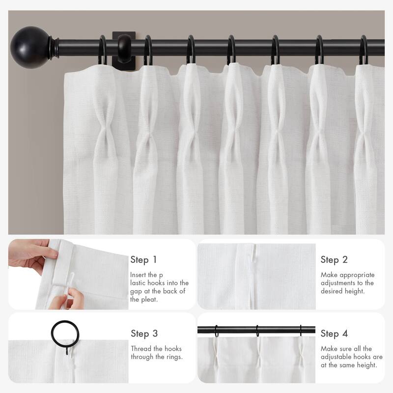 Madison Park Emery 300gsm poly linen with 7 pinch pleat per pc