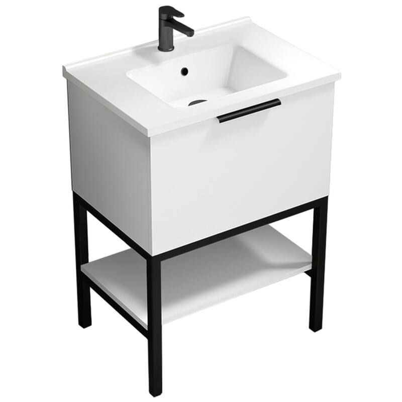 Nameeks Bodrum-2618 Bodrum 26" Free Standing Single Basin Vanity Set - Glossy White - Glossy