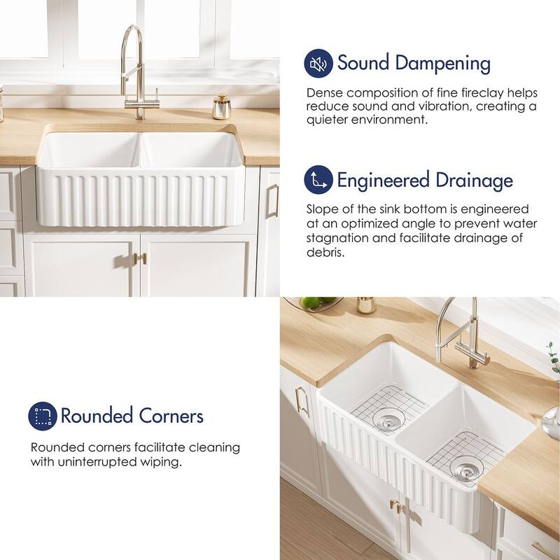 Eridanus Brooklyn Farmhouse Apron Double Bowl Kitchen Sink