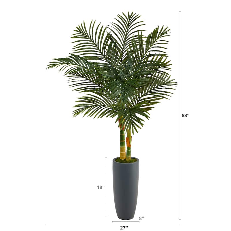 58" Golden Cane Artificial Palm Tree in Gray Planter - 18"