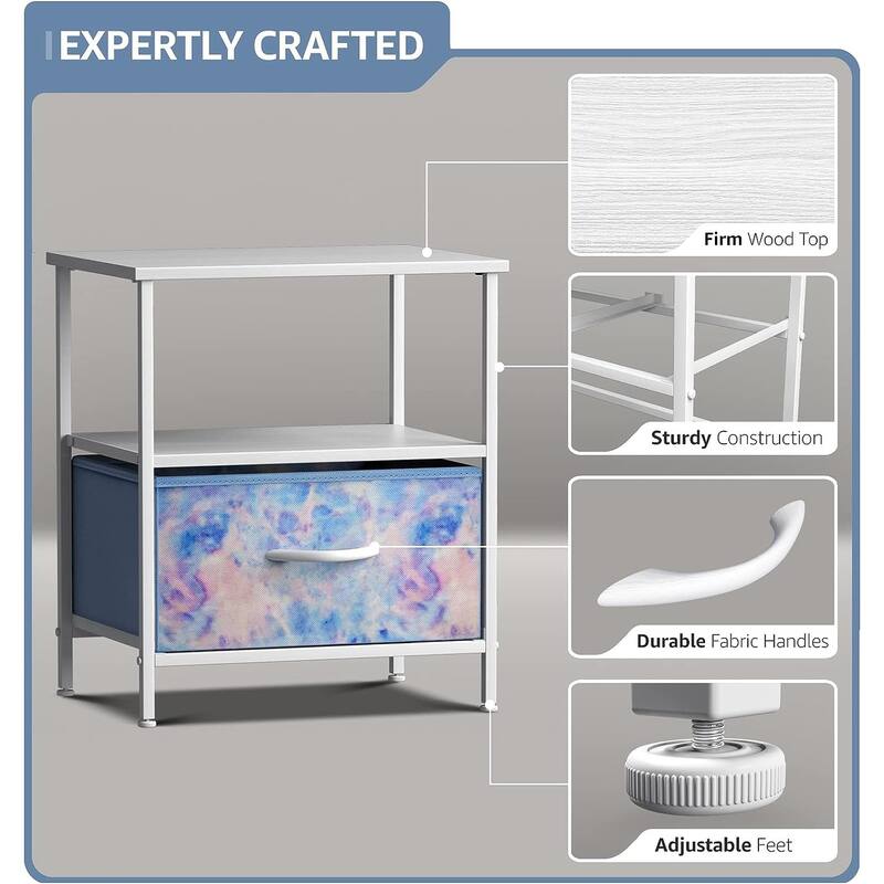 Nightstand 1-Drawer Shelf Storage - Bedside Furniture End Table Chest