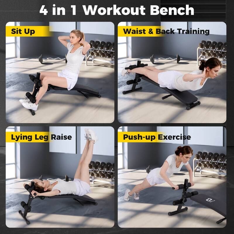 Goplus Full Body Sit Up Bench, Abdominal Workout Bench with 5-Position - as pic shows - See Details