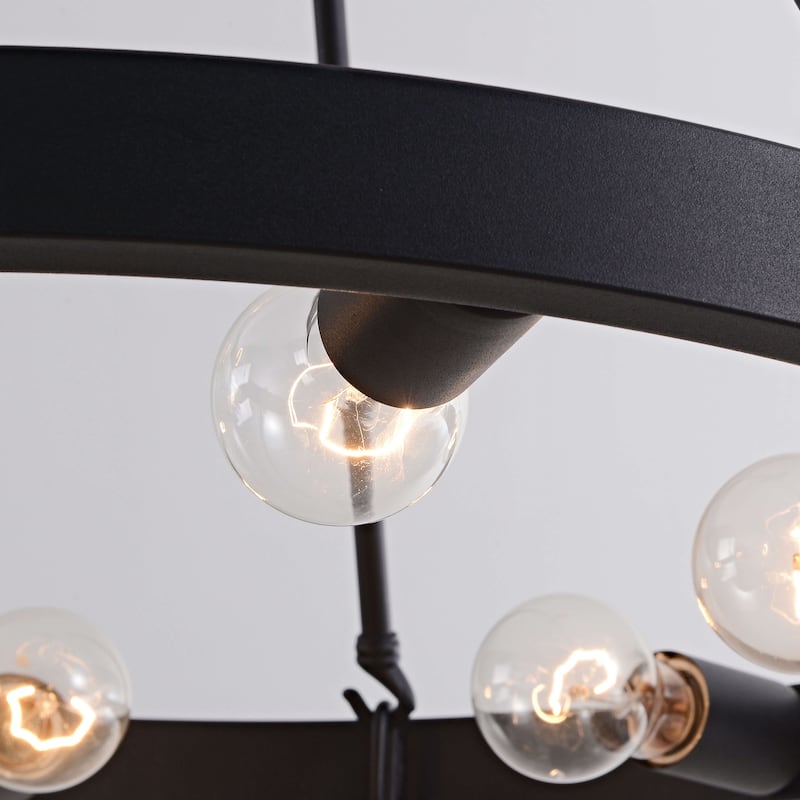 Abigail Wagon Wheel Black 6-light Metal Round Rustic Chandelier