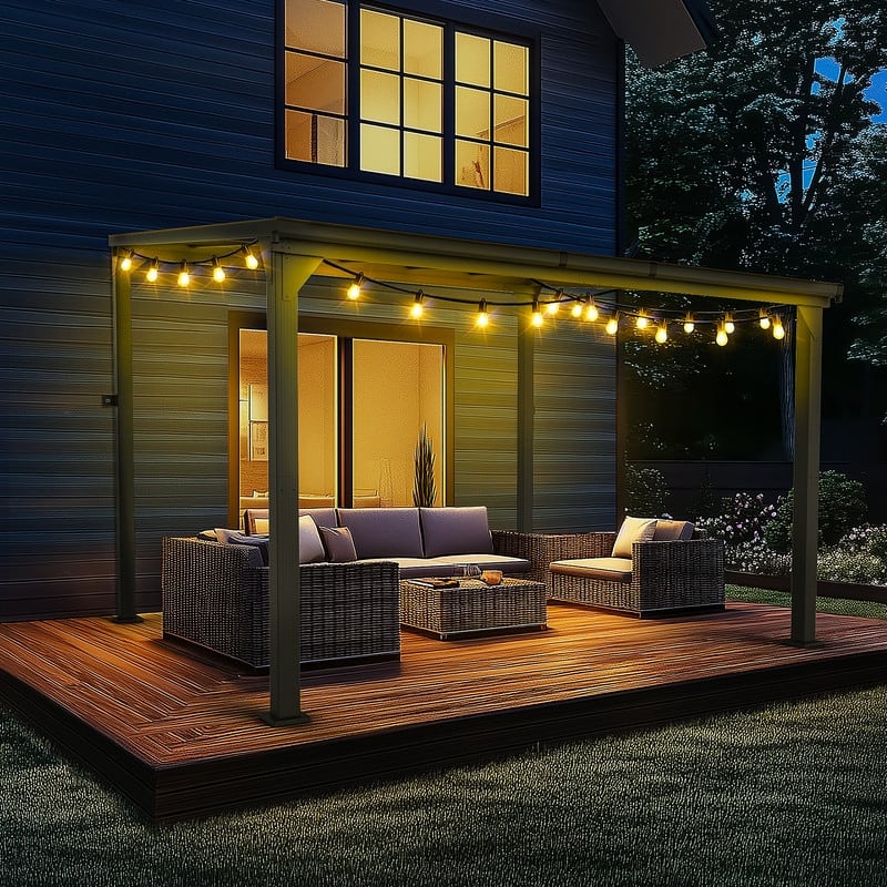 Hardtop Outdoor Gazebo Pergola Aluminum Framed with Sloping Pitched Roof for Garden, Patio, Backyard