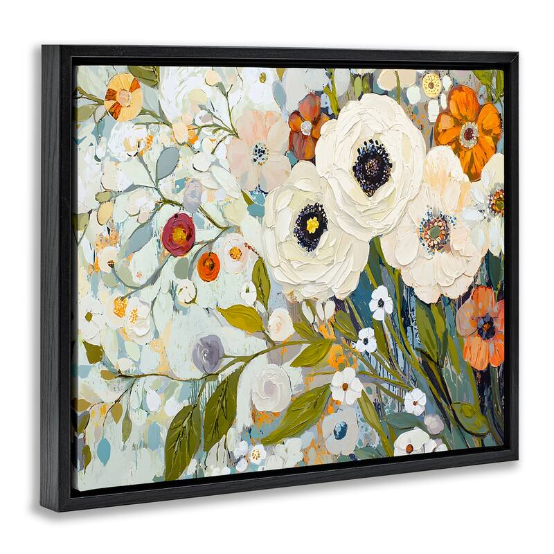 Stupell Blooming Round Flowers Arrangement Framed Floater Canvas Wall Art Design By Franklyn Gregory