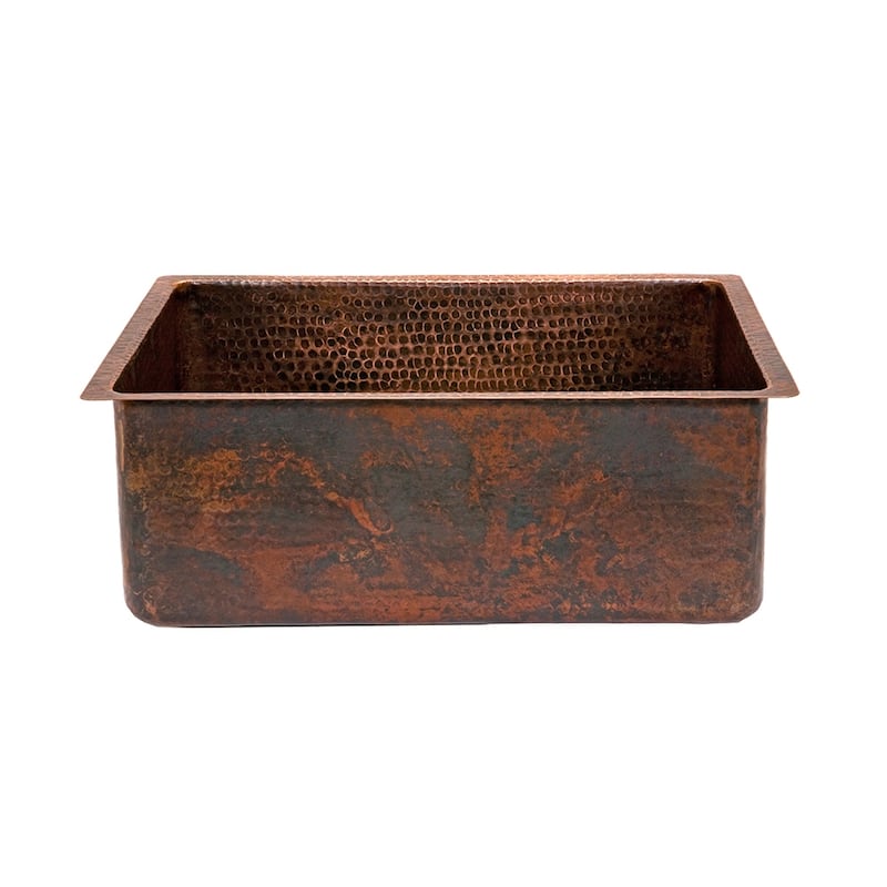 25-in Hammered Copper Kitchen Single Basin Sink with Matching Drain and Accessories (KSP3_KSDB25199)