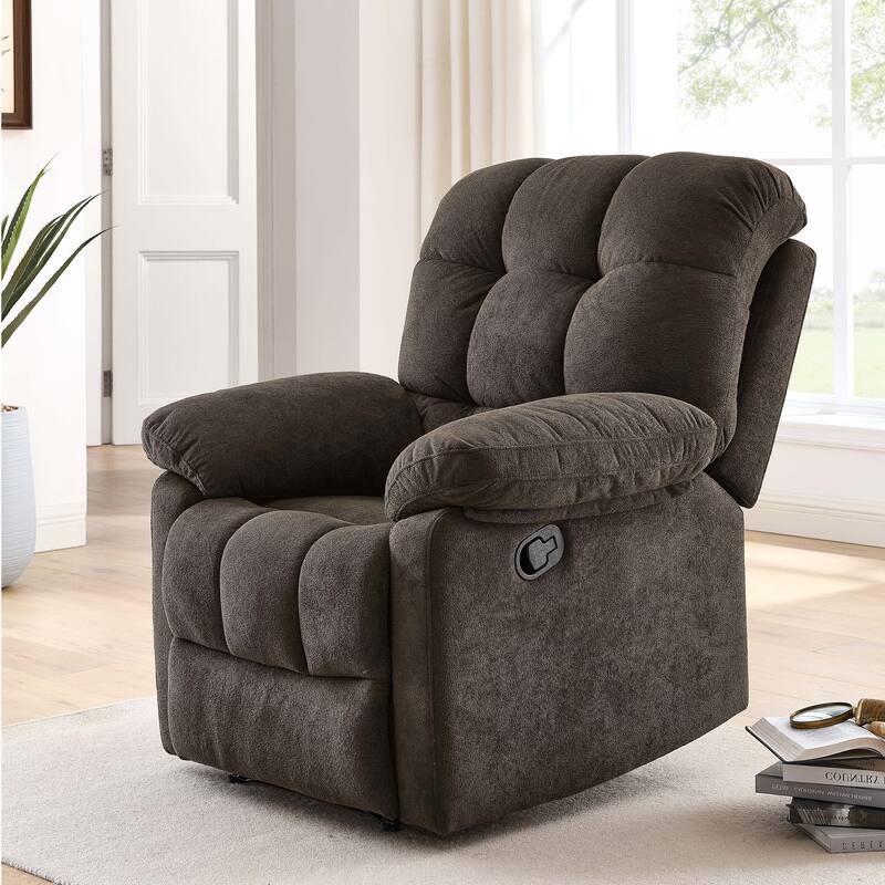 Devonaire Manual Recliner with Padded Arms - Dark Brown