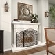 preview thumbnail 5 of 14, Black Metal Foldable Mesh Netting 3 Panel Scroll Fireplace Screen