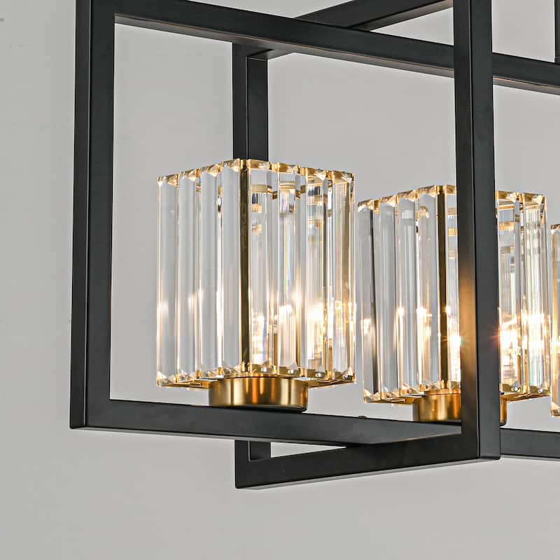 6-Light Modern Industrial Linear Crystal Kitchen Island Pendant Light - 43.3"