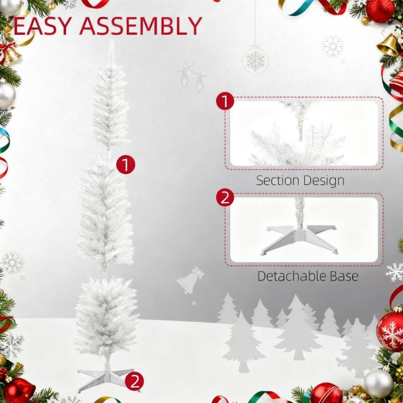 7FT Indoor Pencil Artificial Christmas Trees with Colorful Surface Branches