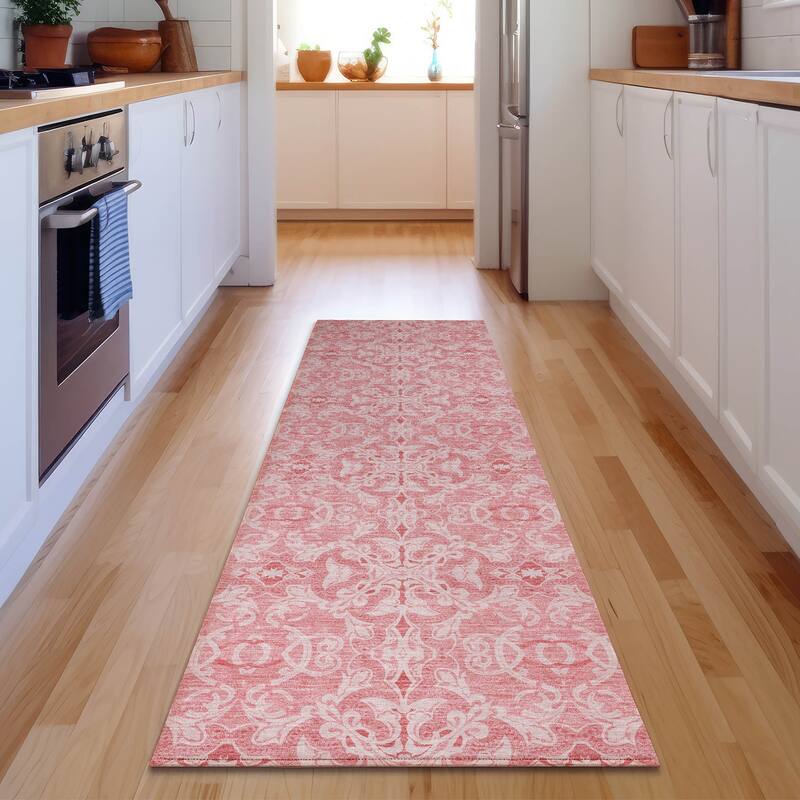 Premium Washable Super Soft Boho Crest Mayfield Rug - Pink - 2' 3" x 7' 6" - Runner