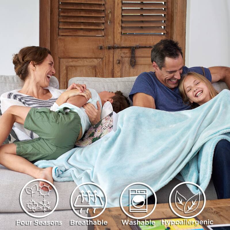 Velvet Throw - Oversized Solid Microfiber Polyester Blanket for Year-Round Warmth by Windsor Home