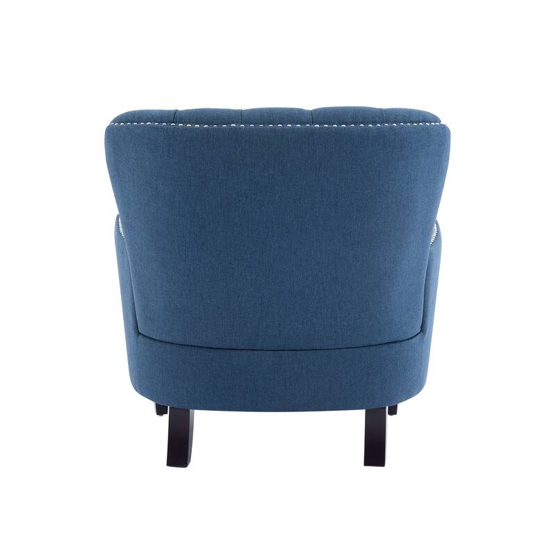 Accent Chair with Nailhead Trim, Fabric Upholstered Reading Armchair, Lounge Chair with Solid Wood Legs & Curved Backrest