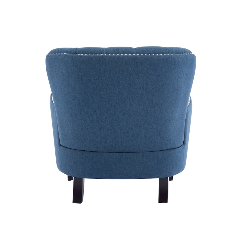 Reception Chair Versatile Side Chair Upholstered Lounge Chair Navy Blue Office Chair with Nailhead Trim