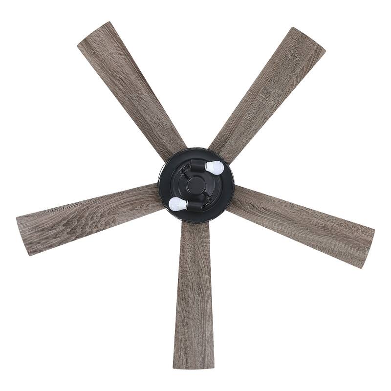 52" Farmhouse Black 5-Blade LED Ceiling Fan with Remote - 52 In. W X 52 In. H X 14.5 In. D