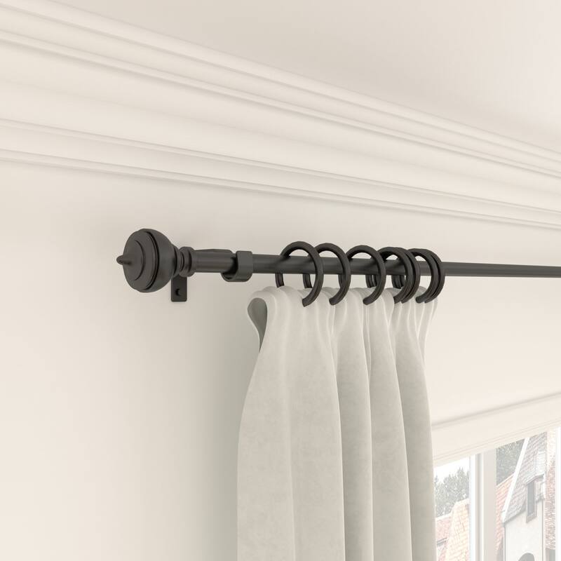 Acroma Black Steel Adjustable Single Elengant Curtain Rod. - 84 to 120 inches.