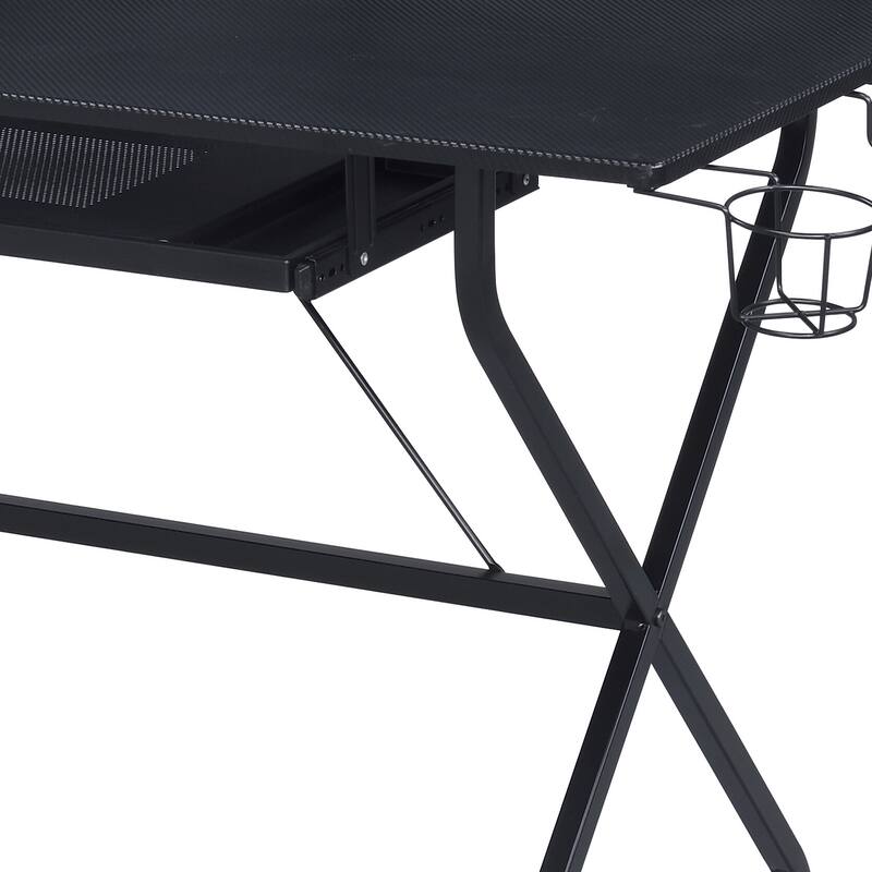 Modern Writing Desk with Spacious Top, Keyboard Tray, and Storage Features, Ideal for Gaming or Office Use