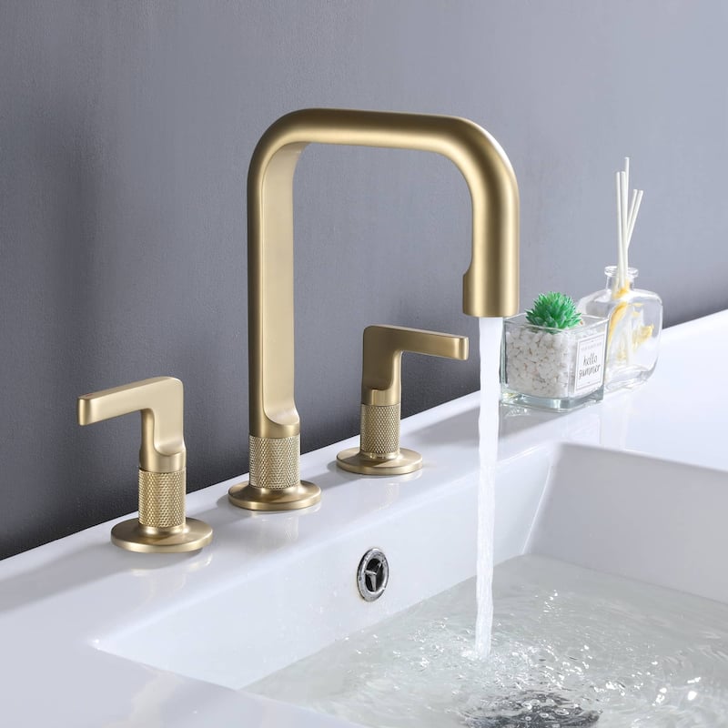 Widespread Bathroom Faucet 3 Holes Modern 8 Inch Bathroom Sink Faucet Double Handle Modern Basin Vanity Faucets Taps With Valve