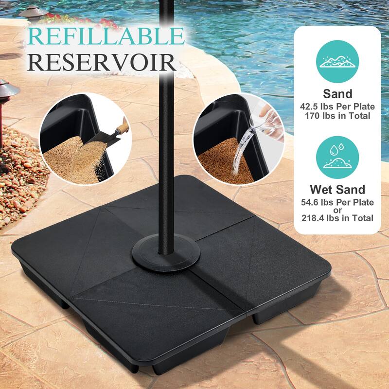 Aoodor 4-Piece Offset Cantilever Patio Umbrella Base Stand