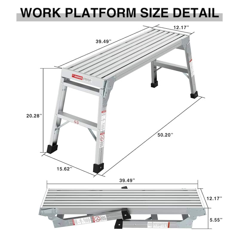 Portable Aluminum Work Platform Folding Ladder