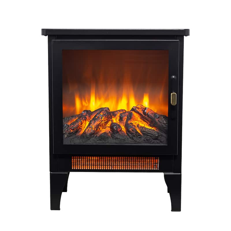 17 inch Freestanding Electric Fireplace Stove heater with 3D Flame effect,Black