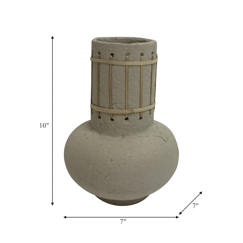 Sagebrook Home Ecomix Ivory Weave Nomad Vase, Round, Solid Color, Flower Arrangement Centerpiece