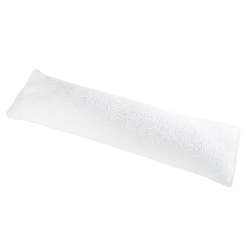 Body Pillow Cover - Soft Sherpa Pillowcase with Side Zipper by Windsor Home - White