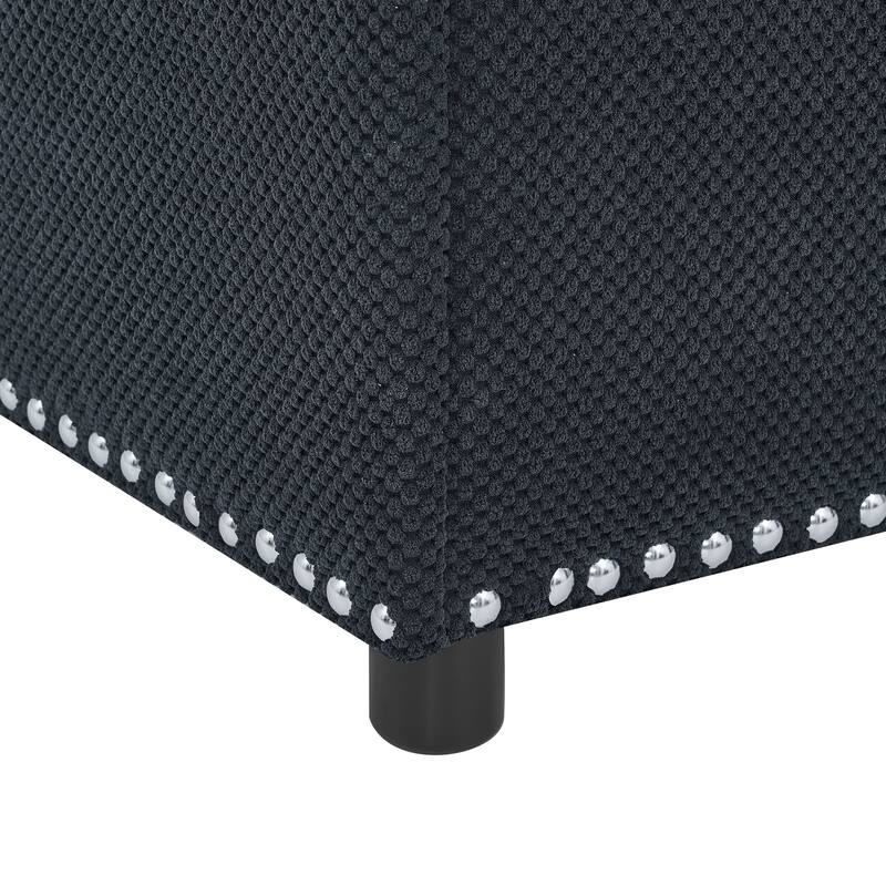 Storage Ottoman,Tufted Footstool, Nailhead Trim Ottoman, Square Storage Ottoman, Upholstered Coffee Table, Bedroom Storage
