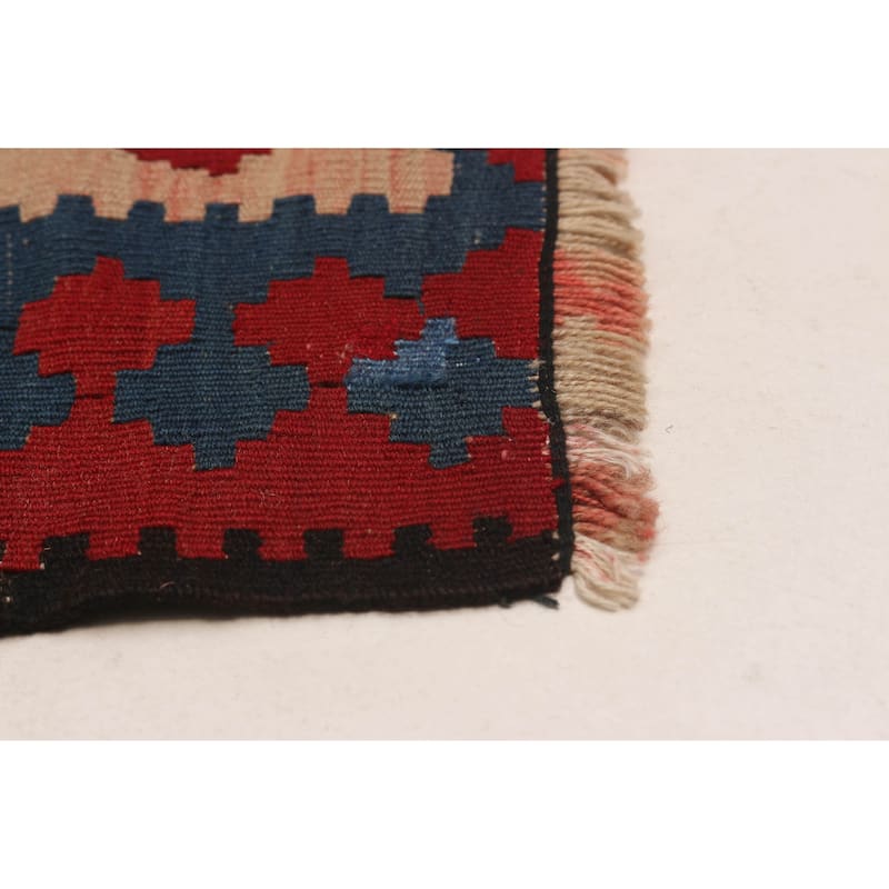 ECARPETGALLERY Flat-Weave Yoruk Black, Red Wool Kilim - 7'0 x 12'9