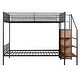 preview thumbnail 8 of 14, Twin Over Full Metal Bunk Bed with Lateral Storage Ladder and Built-in Wardrobe
