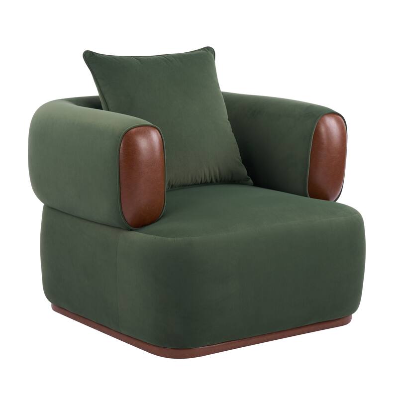 Christopher Knight Home Elyndor Velvet and PU Lounge Chair with Wrap-Around Backrest