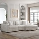 preview thumbnail 63 of 132, 118" W Corduroy L-shape Modular Sectional Sofa with Pillows Beige - Right Facing