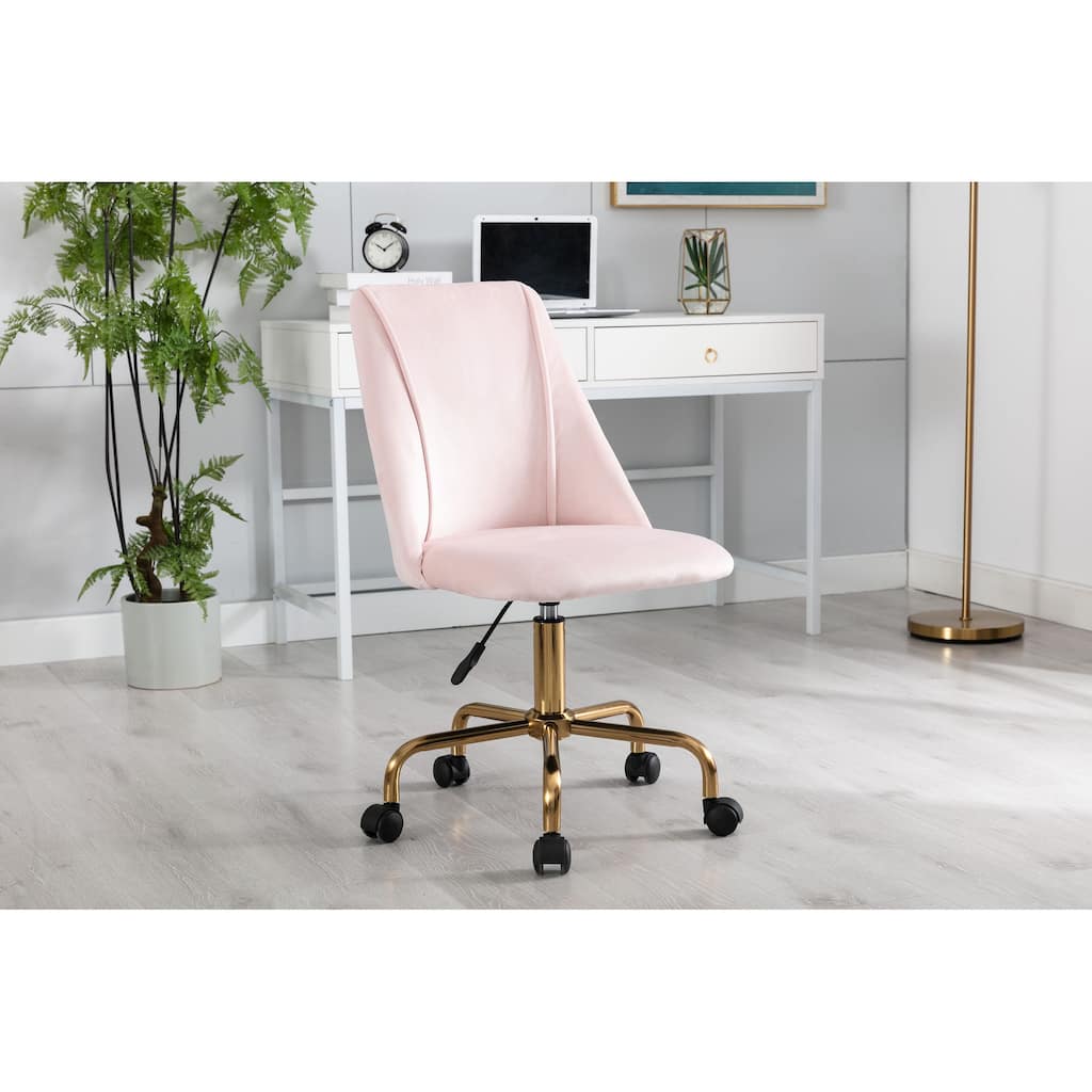 Porthos Home Caia Armless Office Chair, Velvet, Gold Metal Legs