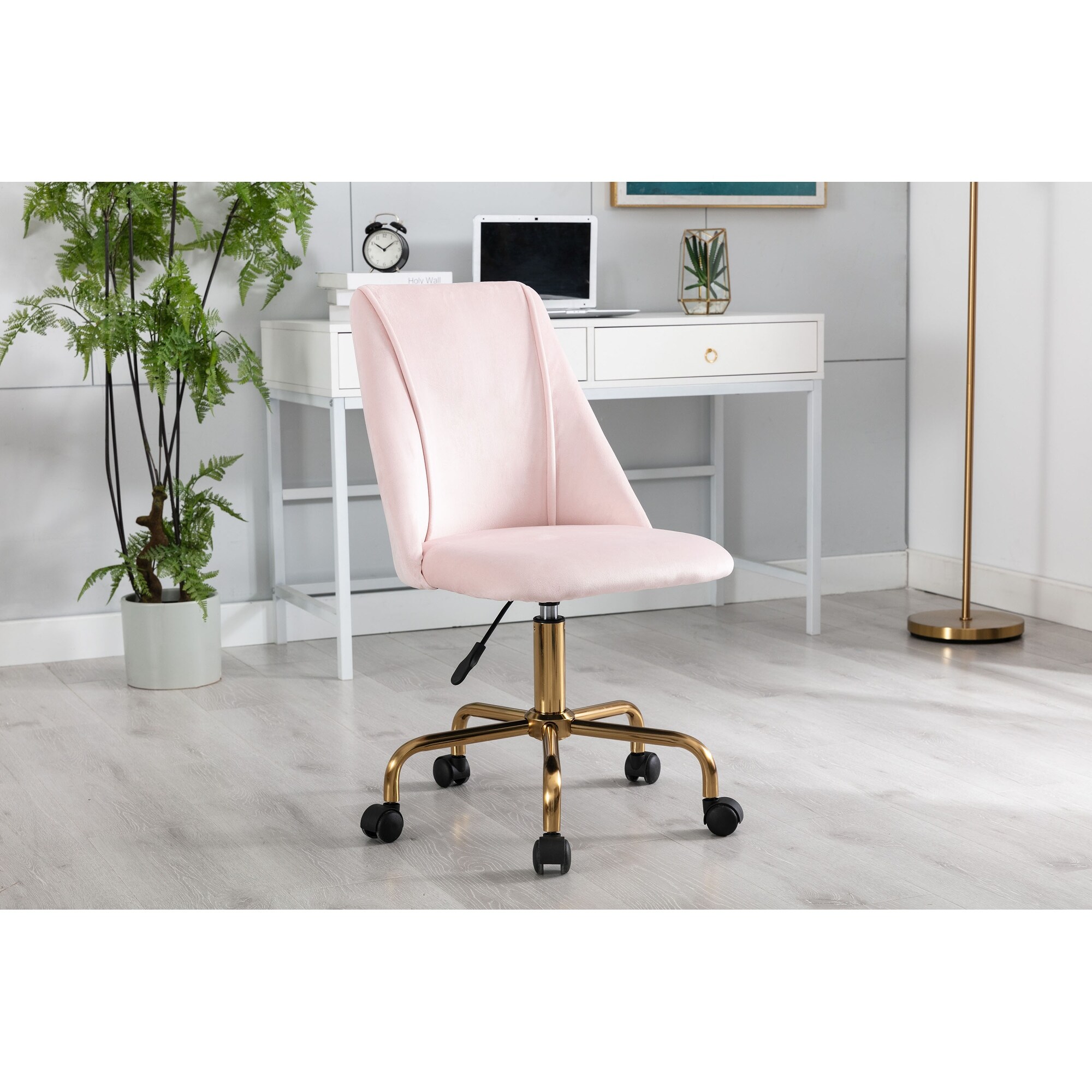 Pink desk chair with sales gold legs