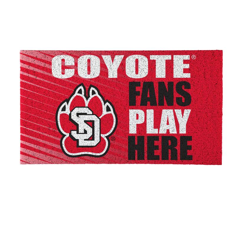 28 in. x 16 in. University of South Dakota "Fans Play Here" PVC Door Mat