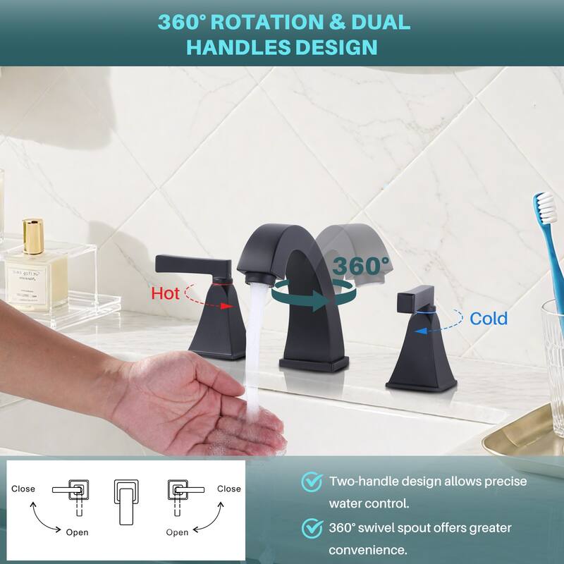 WOWOW 8 in. Widespread Double Handle Bathroom Faucet