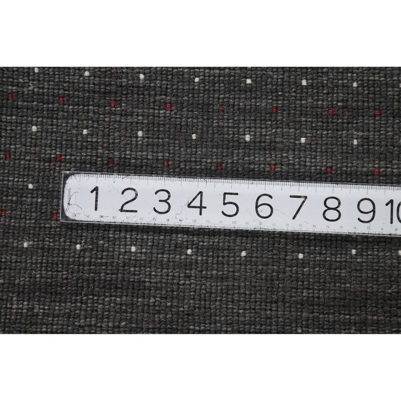 Hand Knotted Oriental 100% Wool Carpet Tribal Stripe Greys & Charcoal Gabbeh Area Rug - 6' 9'' X 6' 7''