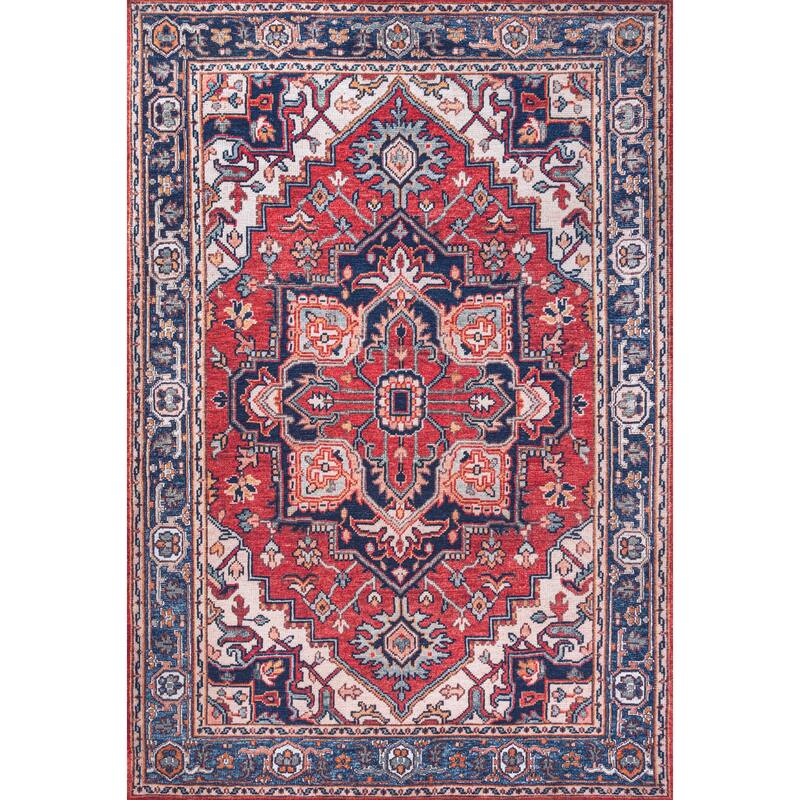 JONATHAN Y Victoria Ornate Large Medallion Machine Washable Area Rug
