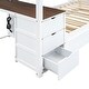 preview thumbnail 14 of 47, Modern Style Twin over Twin Bunk Bed with Twin size Trundle, Storage and Desk, Outlets with USB, Maximized Space, White+Walnut