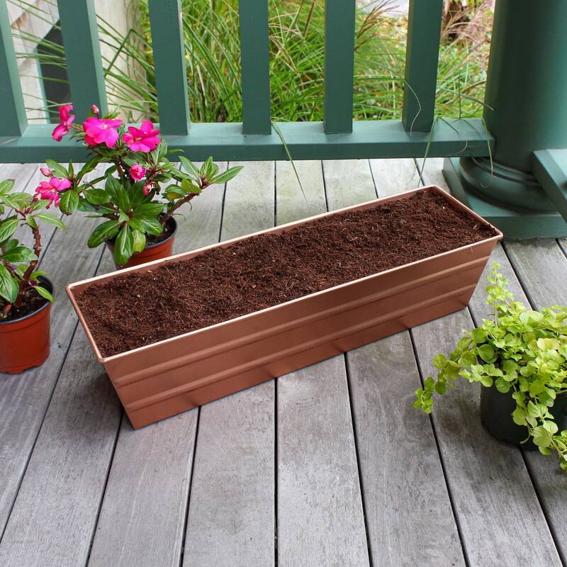 Achla Designs Small Galvanized Steel Flower Box Planter, 22 Inch Wide