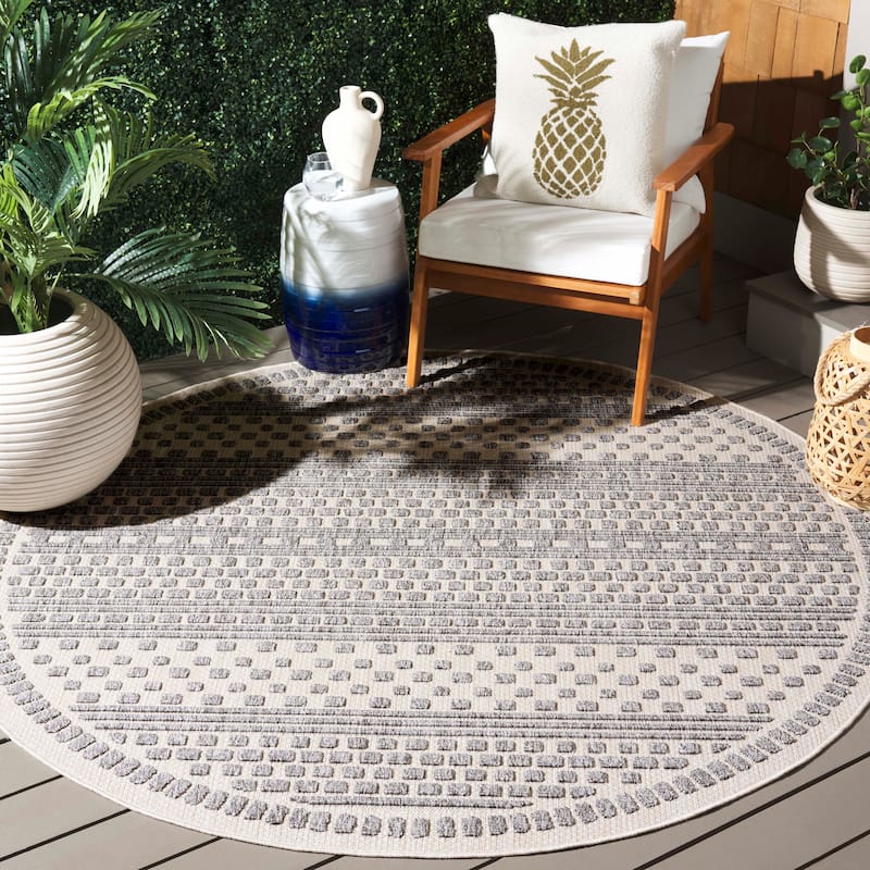 SAFAVIEH Milos Rosabelle Casual Rug - 6'7" Round - Beige/Grey