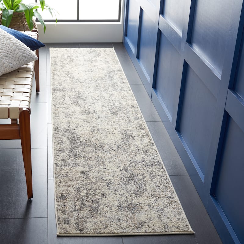 SAFAVIEH Madison Lita Modern Abstract Rug - 2' x 8' Runner - Grey/Ivory