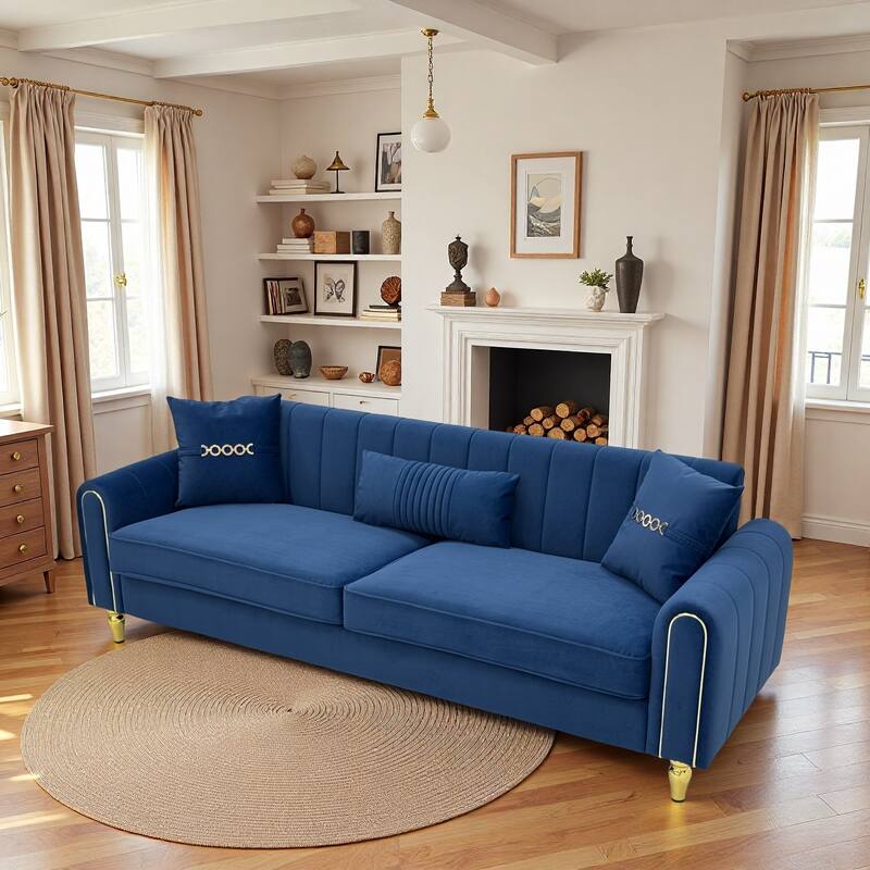 87.4" Luxury Loveseat Sofa with Metal Legs, Round Arms