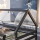 preview thumbnail 12 of 19, Twin over Twin Size Wood Loft Bed with Roof Design, Safety Guardrail and Ladder