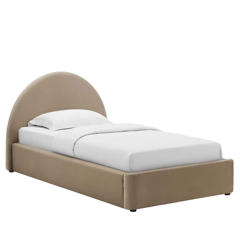Resort Upholstered Fabric Arched Round Twin Platform Bed