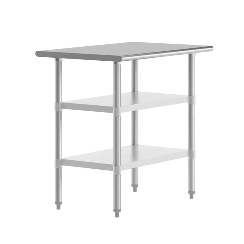NSF Certified Commercial 18-Gauge Stainless Steel Work and Prep Table - 24"D x 36"W x 34.5"H